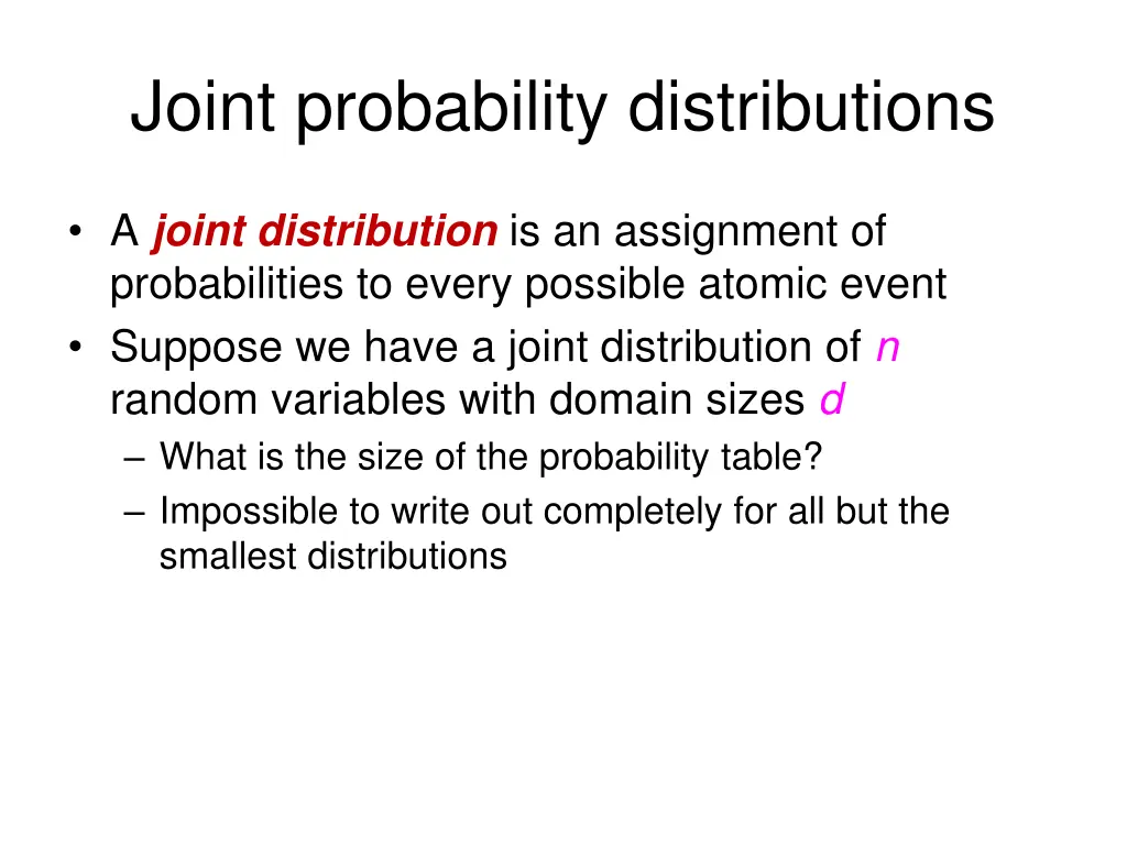 joint probability distributions 1