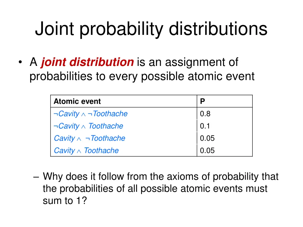 joint probability distributions