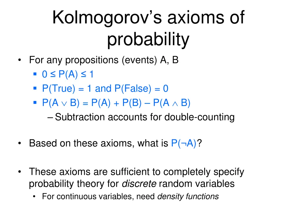 kolmogorov s axioms of probability