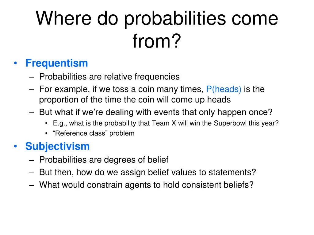 where do probabilities come from frequentism