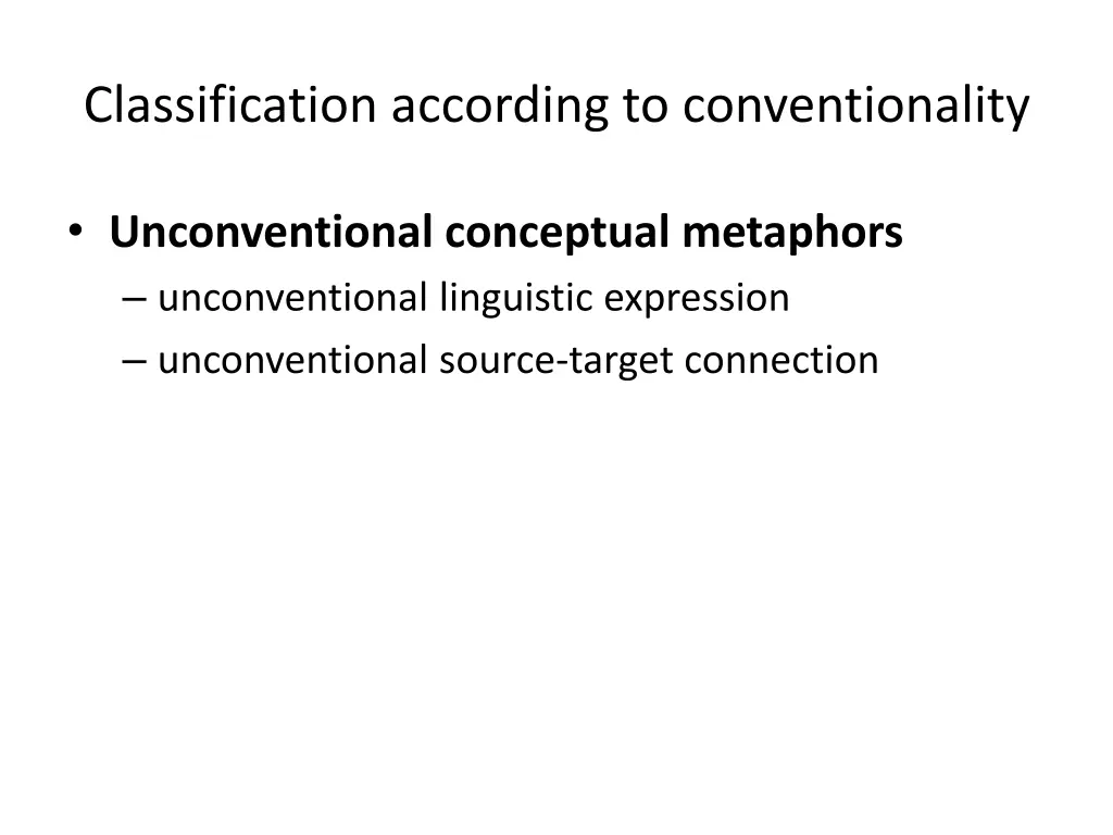 classification according to conventionality 1