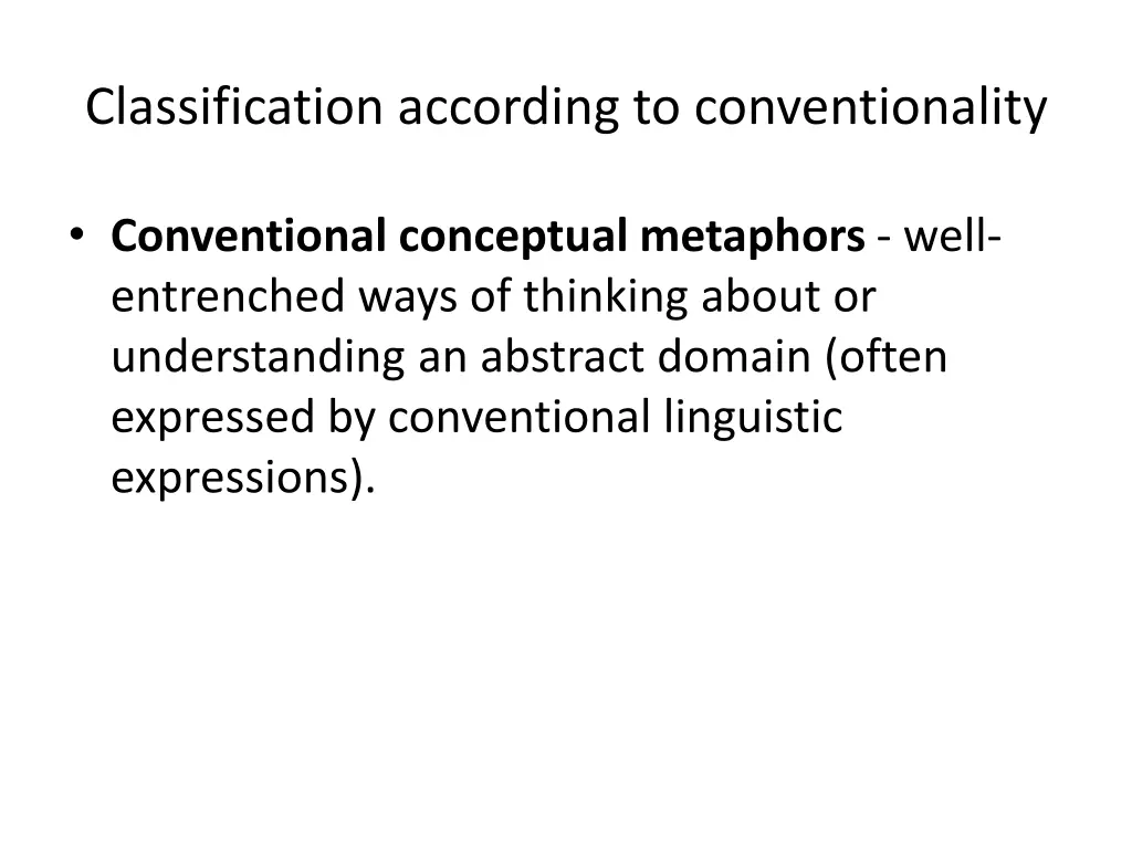 classification according to conventionality