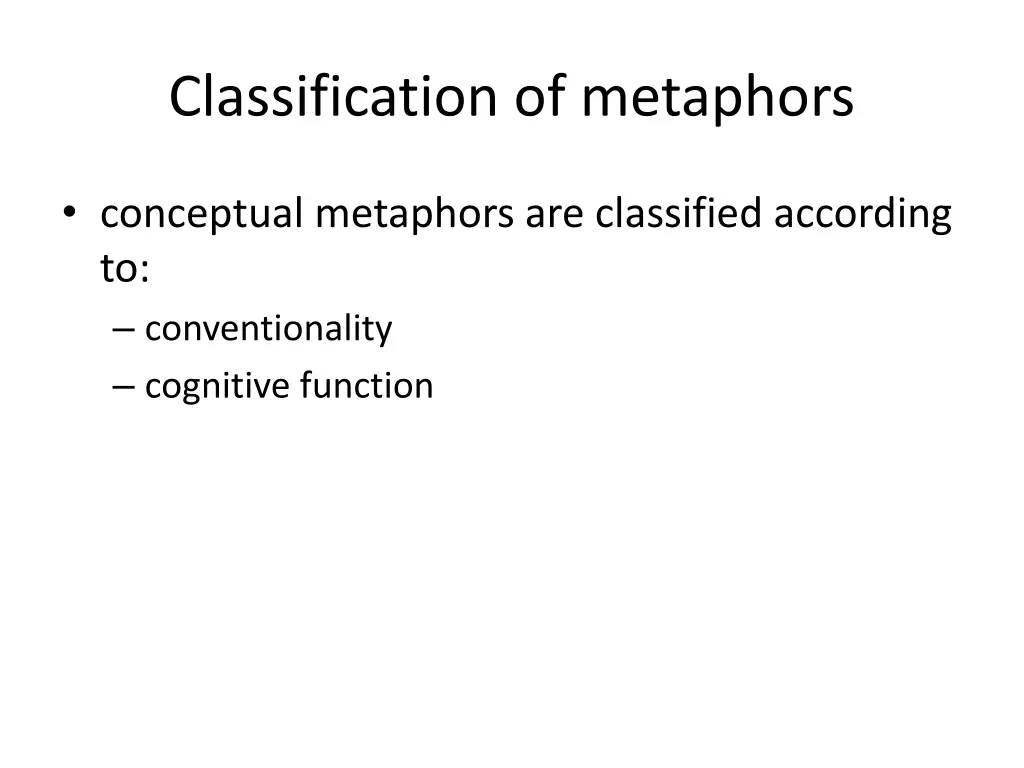 classification of metaphors