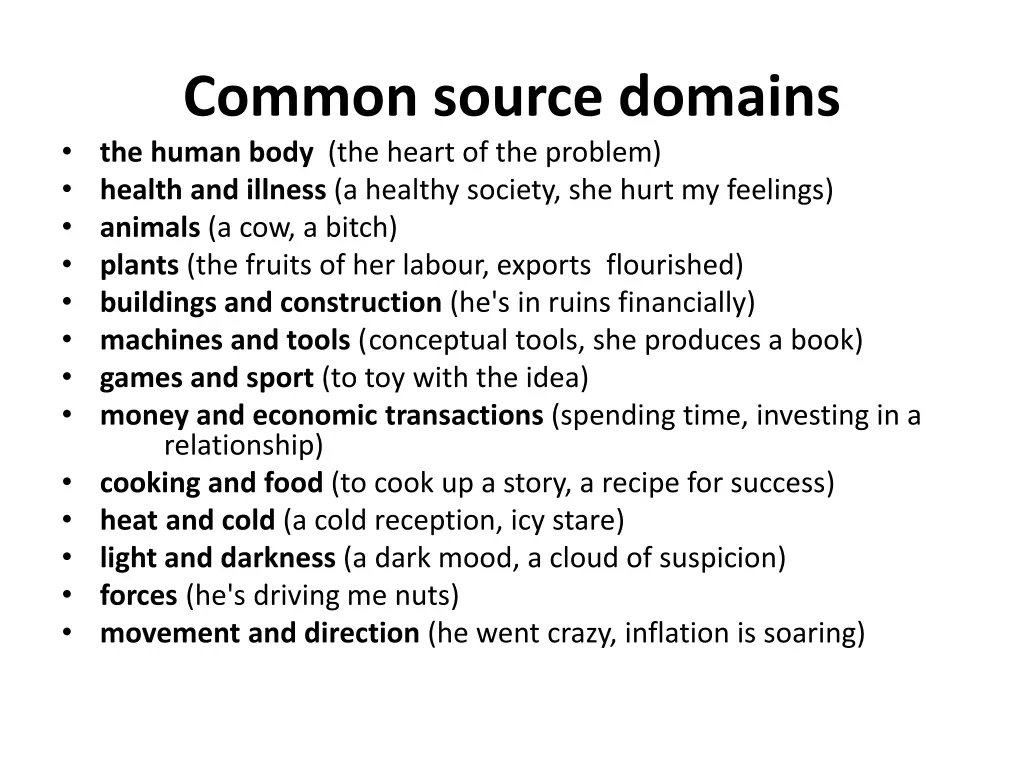 common source domains the human body the heart