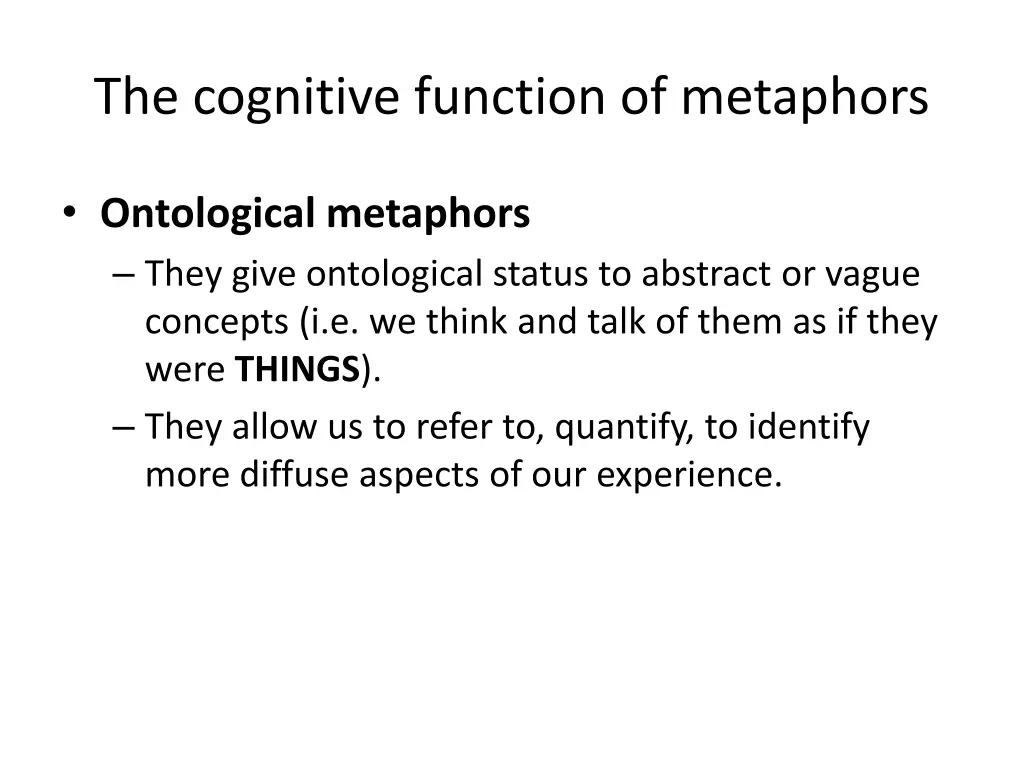 the cognitive function of metaphors 1