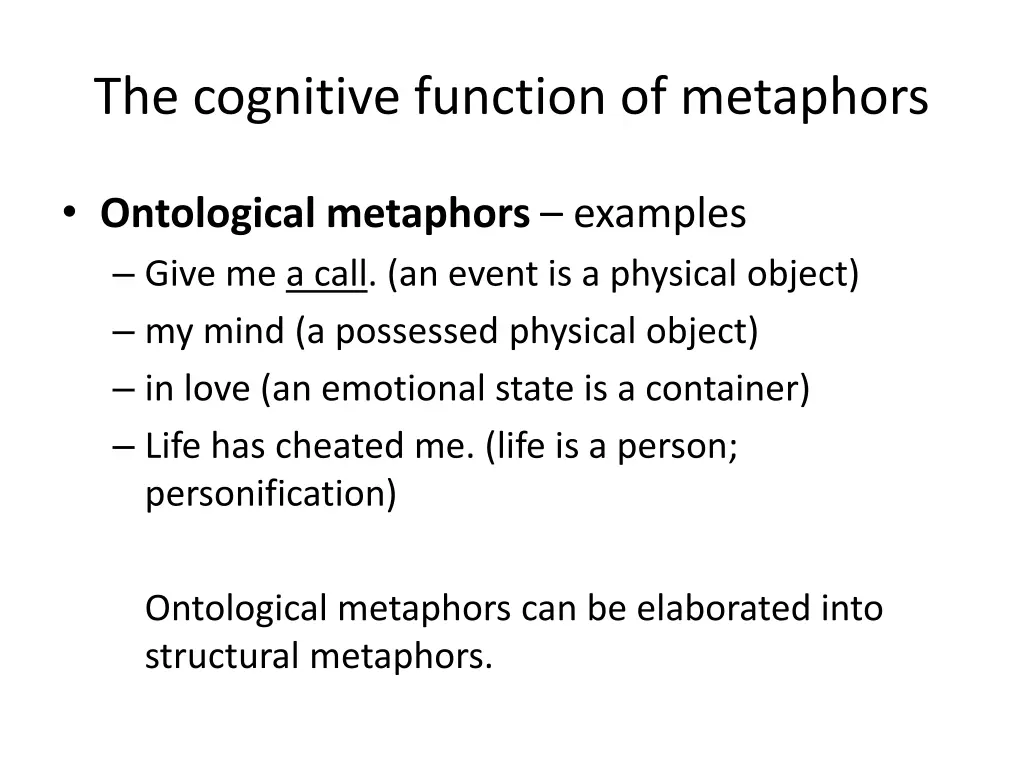 the cognitive function of metaphors 2