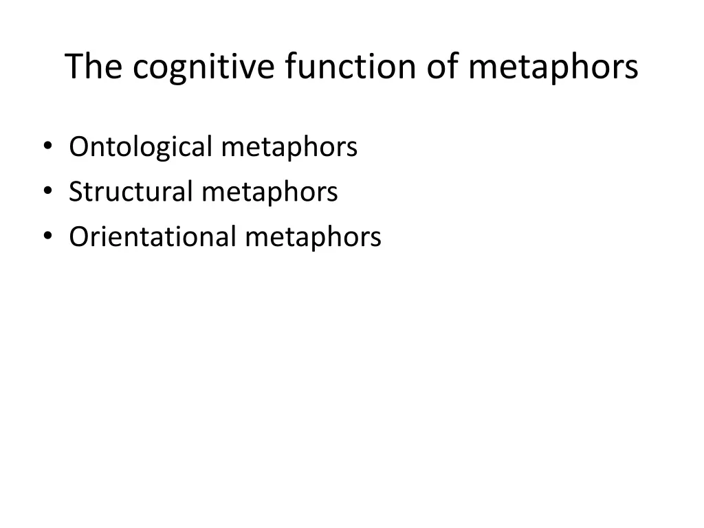 the cognitive function of metaphors