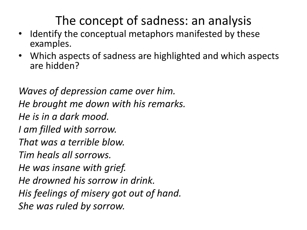 the concept of sadness an analysis identify