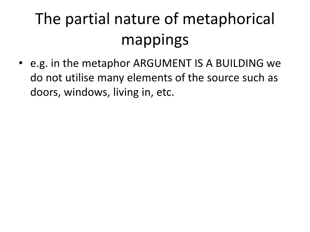 the partial nature of metaphorical mappings 1