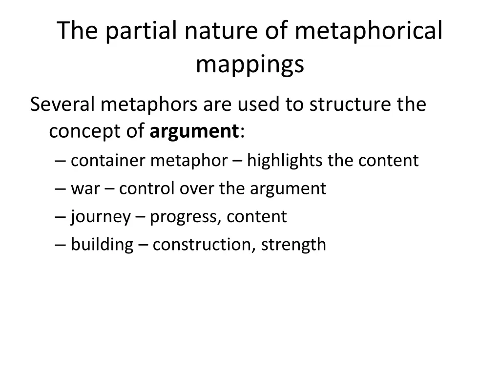 the partial nature of metaphorical mappings 2