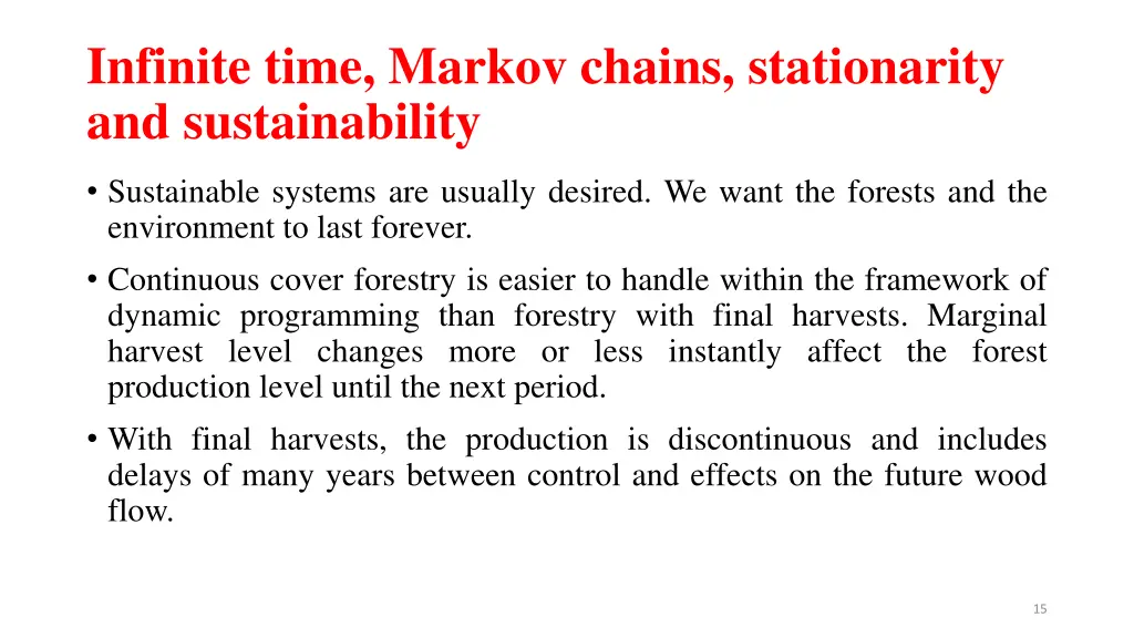 infinite time markov chains stationarity