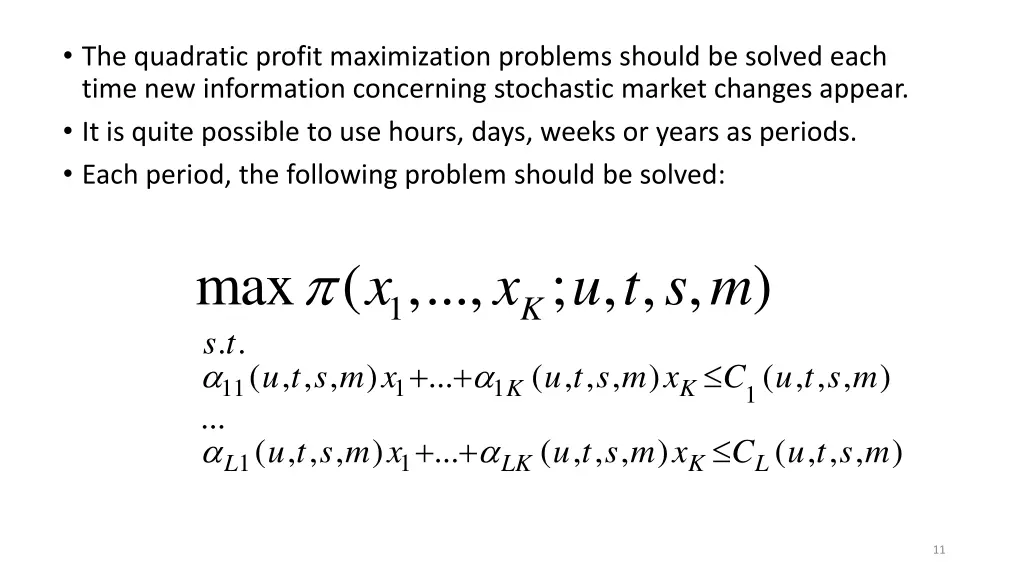 the quadratic profit maximization problems should