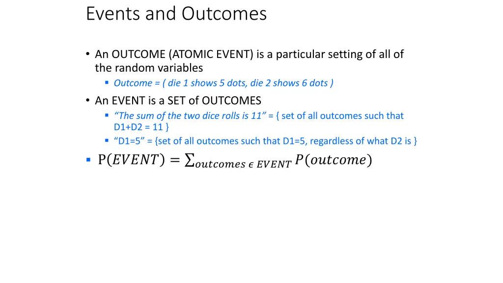 events and outcomes