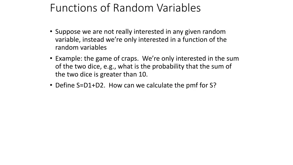 functions of random variables