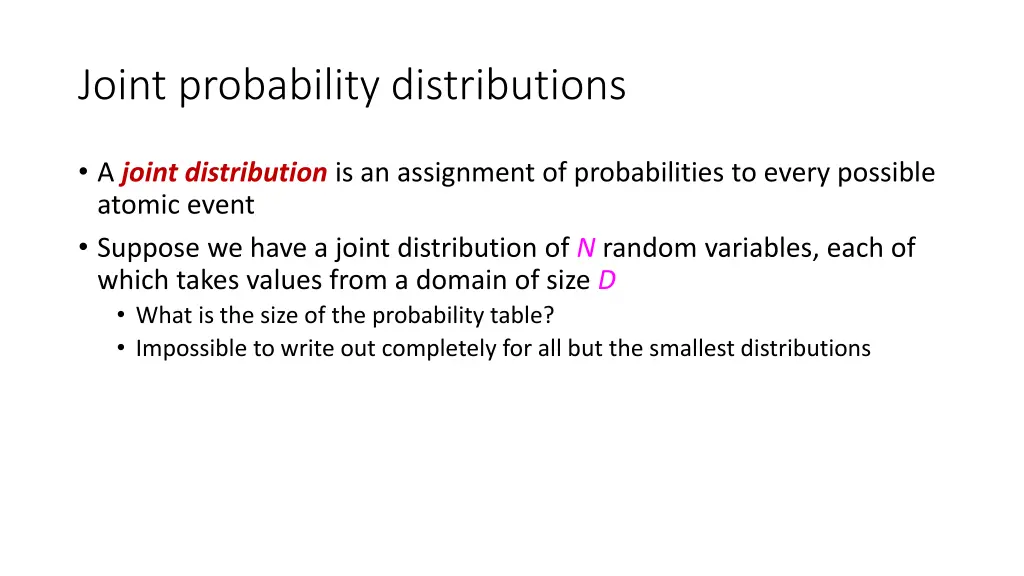 joint probability distributions 1