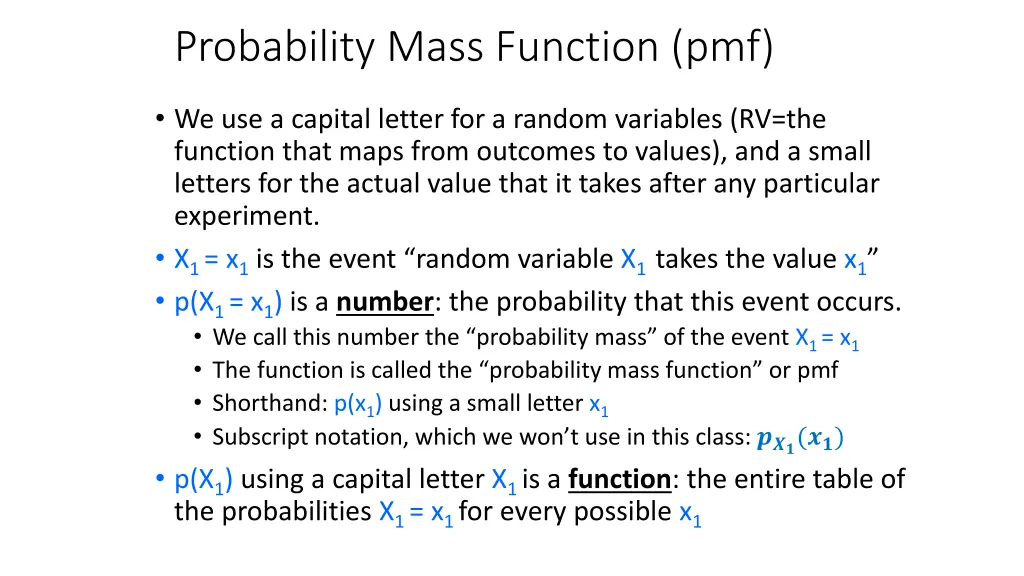 probability mass function pmf