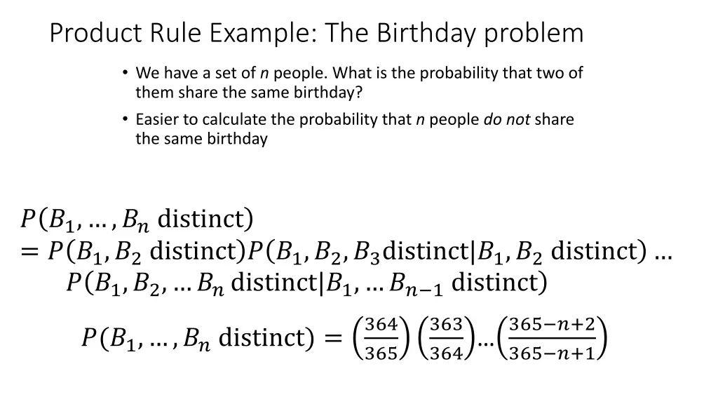 product rule example the birthday problem