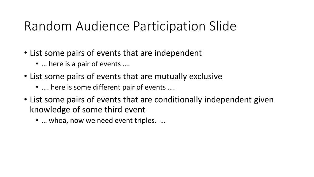 random audience participation slide