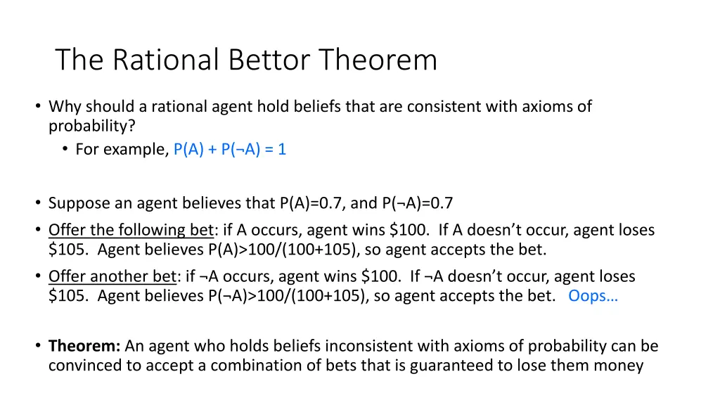 the rational bettor theorem