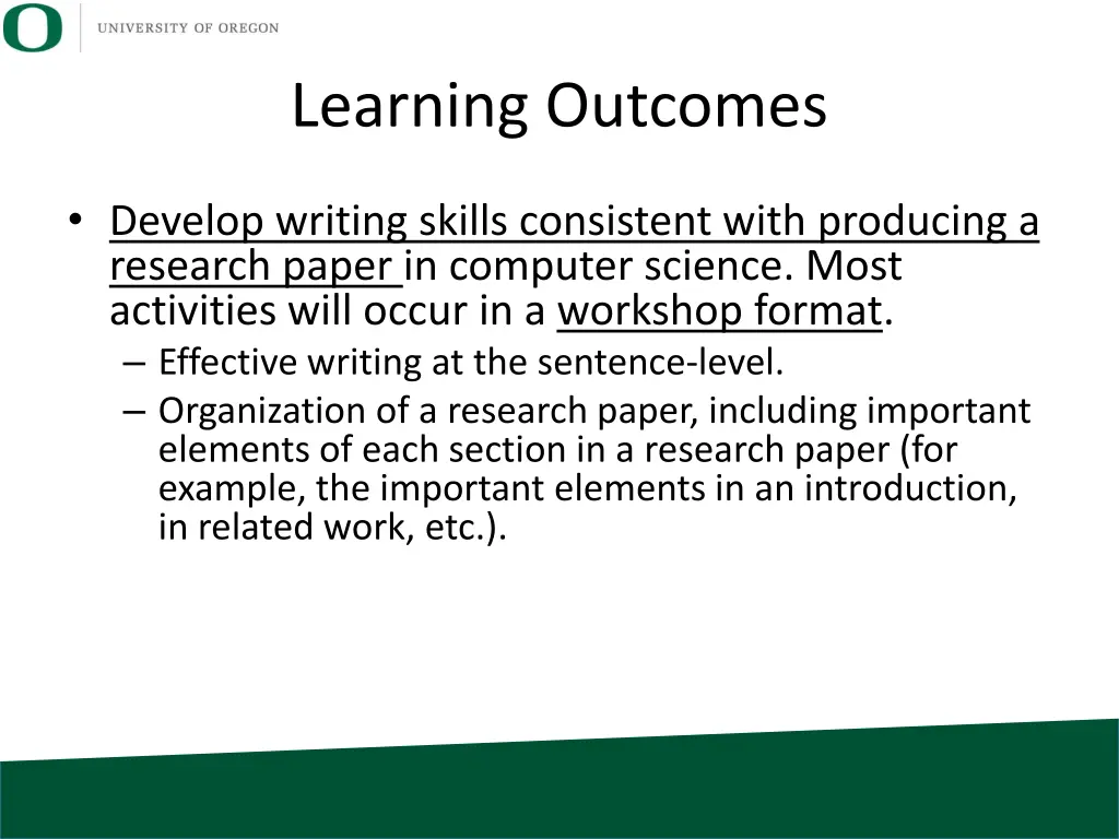 learning outcomes 2