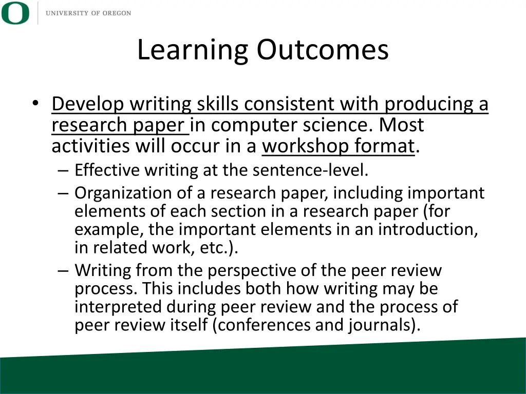 learning outcomes 3