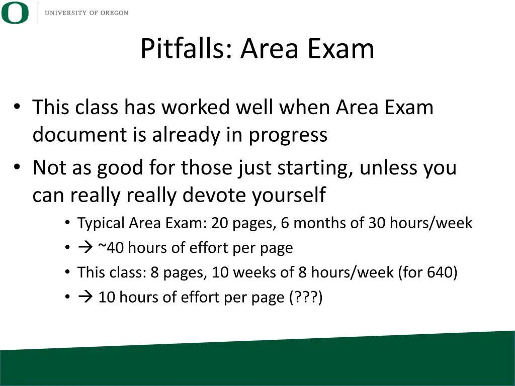 pitfalls area exam