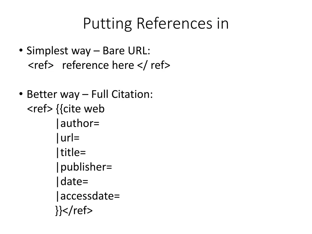 putting references in