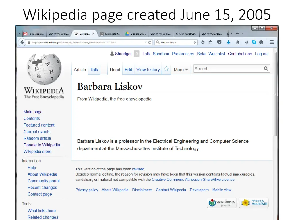 wikipedia page created june 15 2005