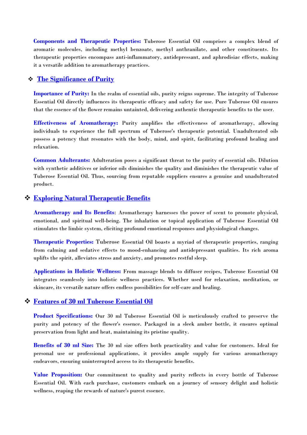 components and therapeutic properties tuberose