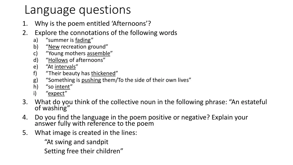 language questions 1 why is the poem entitled