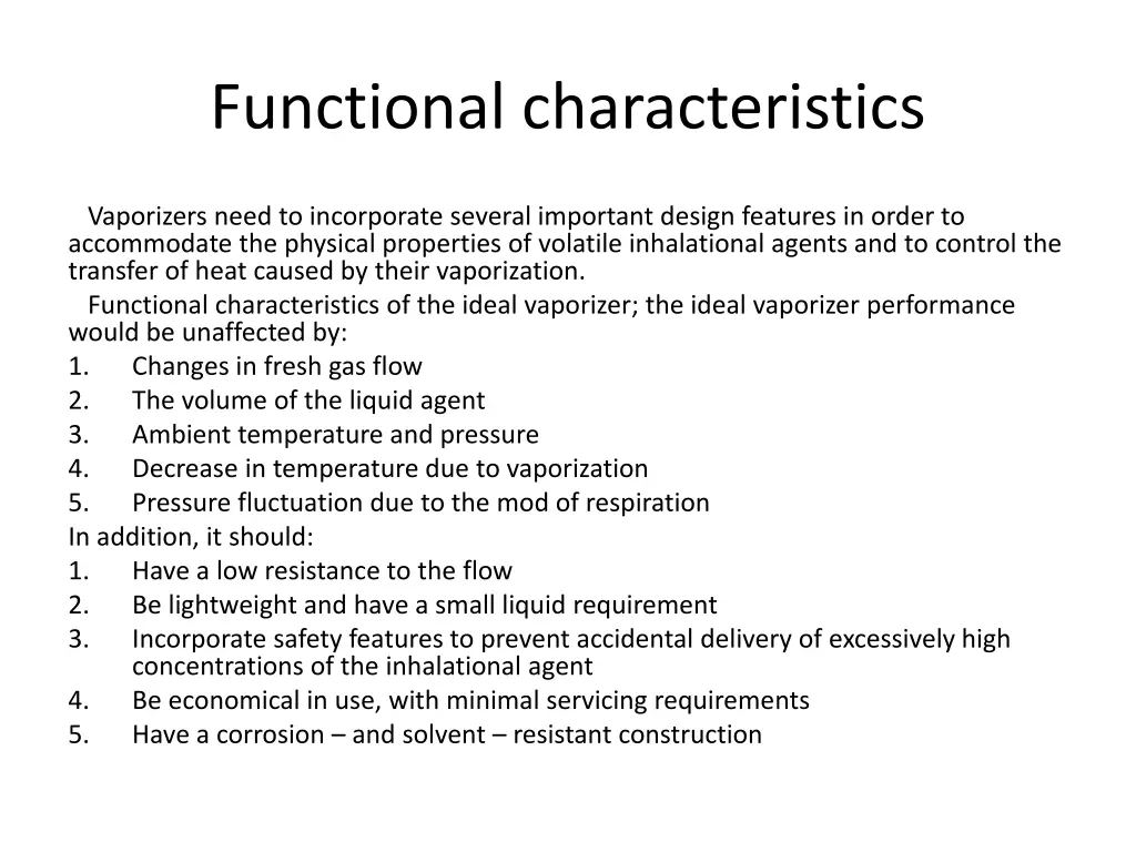 functional characteristics