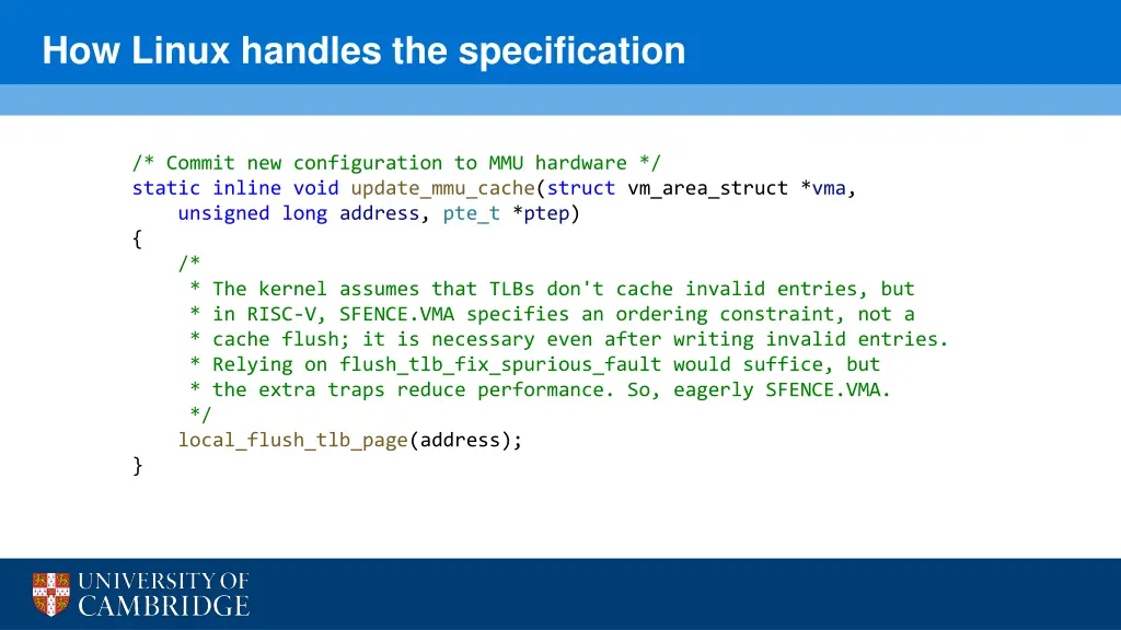 how linux handles the specification