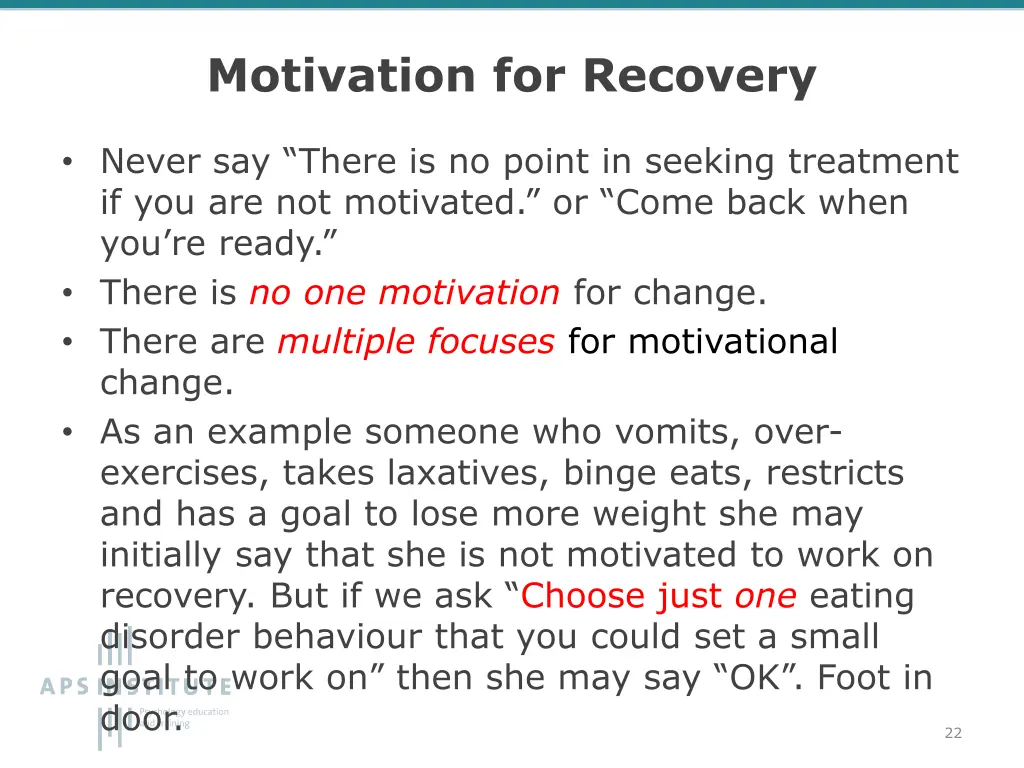 motivation for recovery