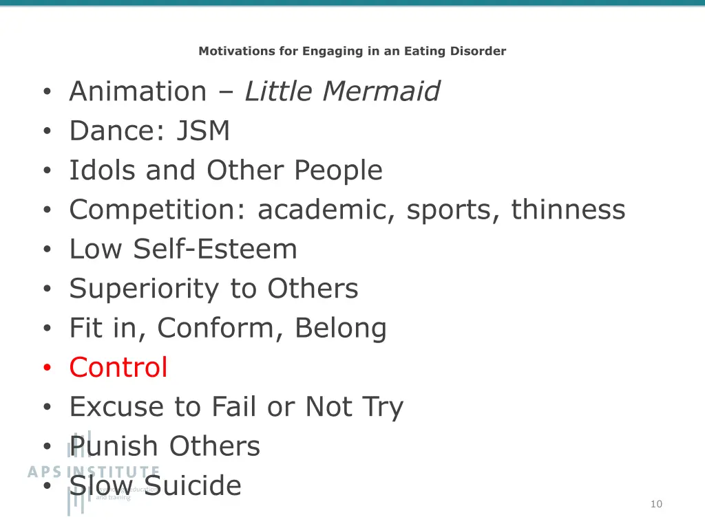 motivations for engaging in an eating disorder 2