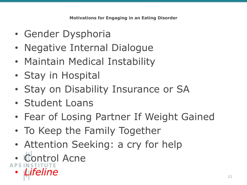 motivations for engaging in an eating disorder 3