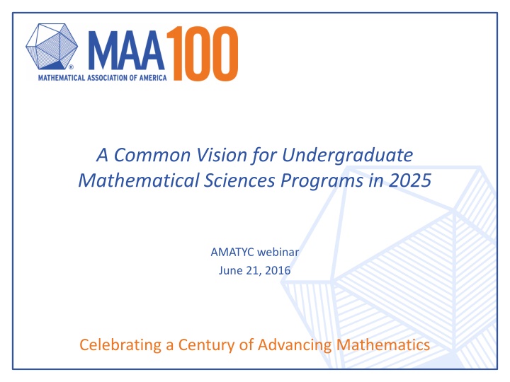 a common vision for undergraduate mathematical