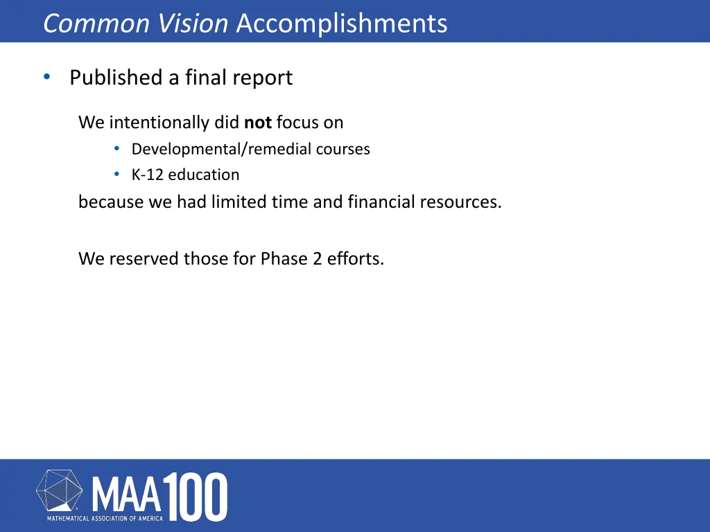 common vision accomplishments 2