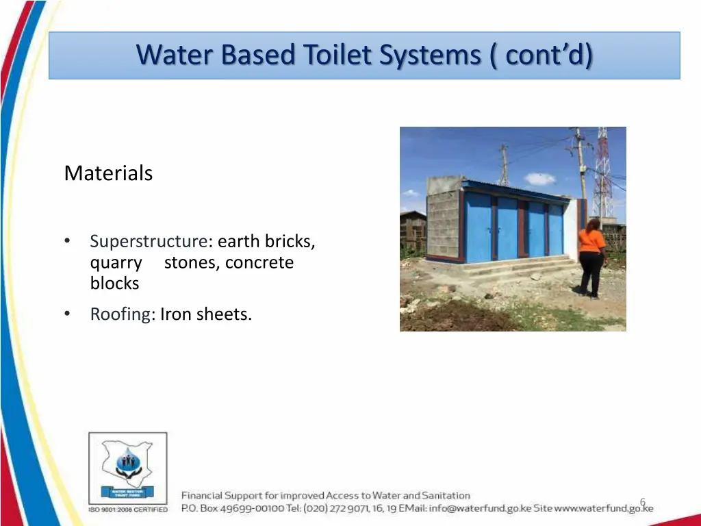 water based toilet systems cont d