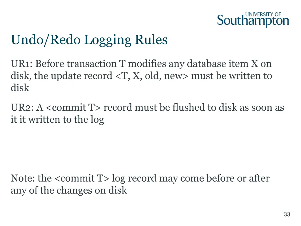 undo redo logging rules