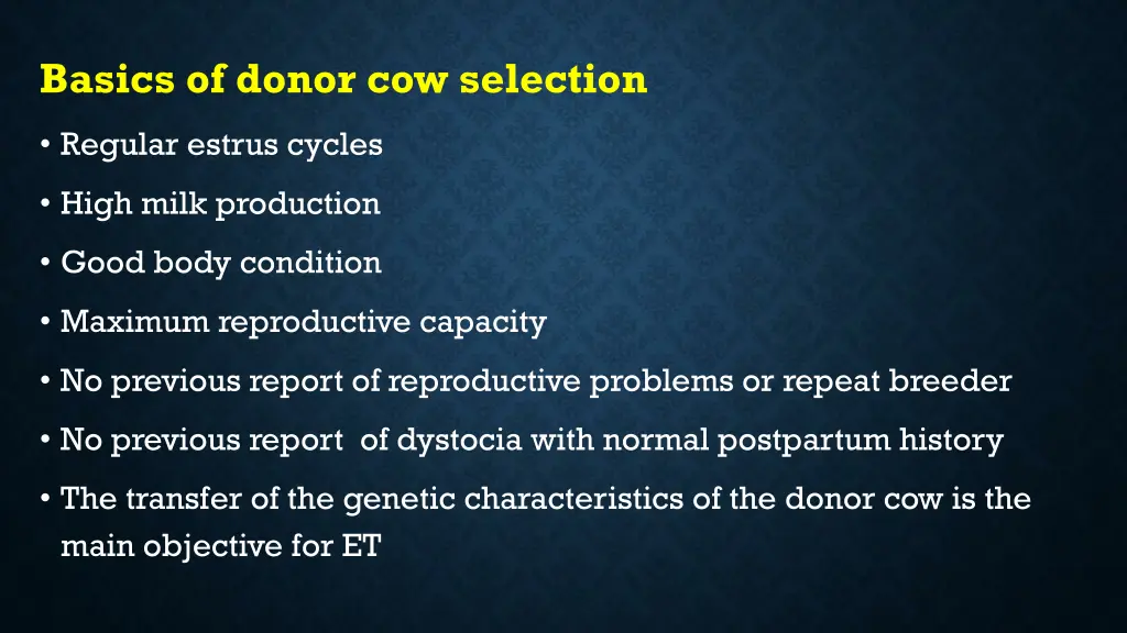 basics of donor cow selection