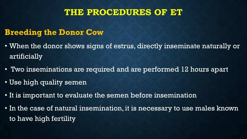 the procedures of et 2