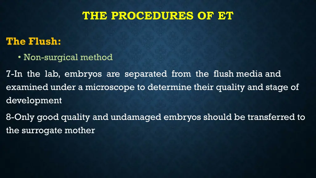 the procedures of et 6