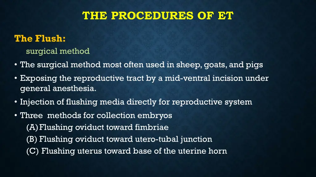 the procedures of et 7