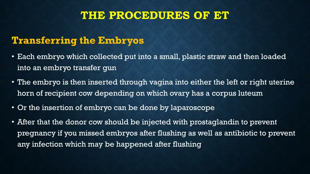 the procedures of et 8