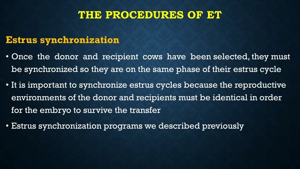 the procedures of et