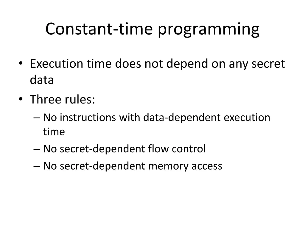 constant time programming