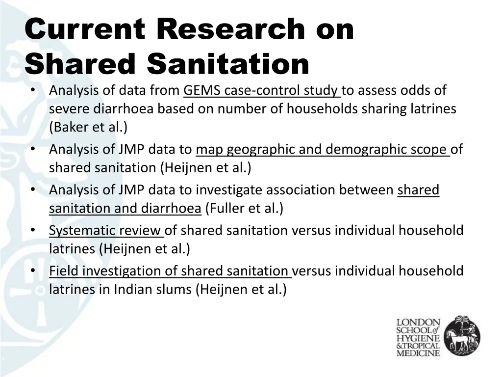 current research on shared sanitation analysis