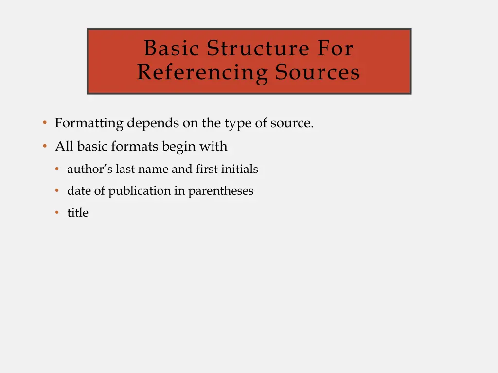 basic structure for referencing sources