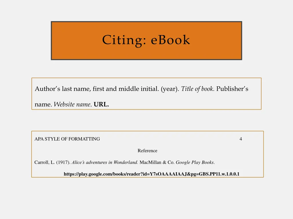 citing ebook