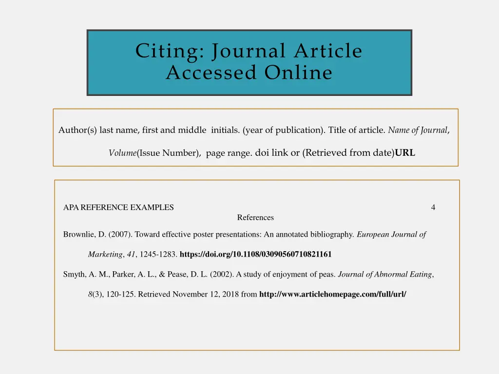 citing journal article accessed online